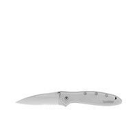 Kershaw Leek Pocket Knife Silver Serrated 3" 14C28N Stainless Steel Drop Point Blade